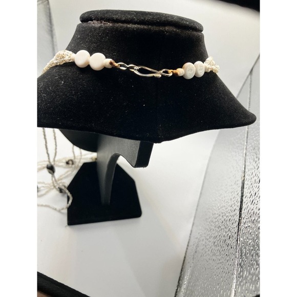 Black and White Pattern Beads & Seed Beads 4 Strand 33 3/8 Inch Necklace! - Picture 6 of 8